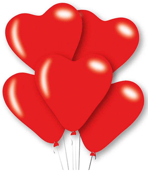Red Heart Shaped Latex Balloons (5pk)