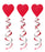 Red Heart Swirl Decorations - 3pk