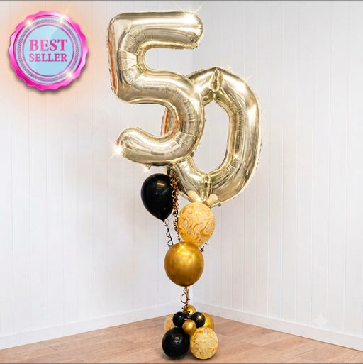 Mixed Number Balloon Display - Black & Gold The Ultimate Balloon And Party Shop Cheltenham & Gloucester Balloons & Fancy Dress 