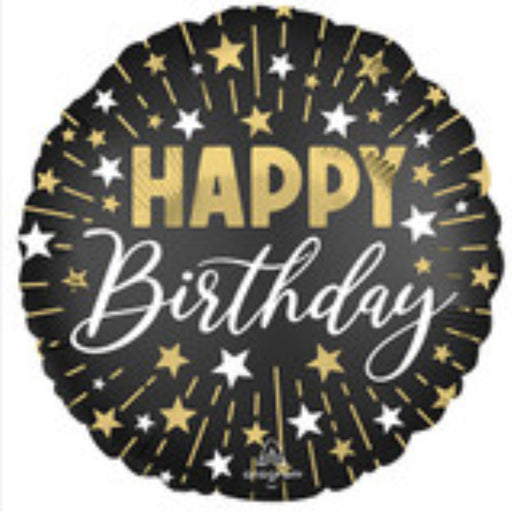 Happy Birthday Foil Balloon - Gold & Black