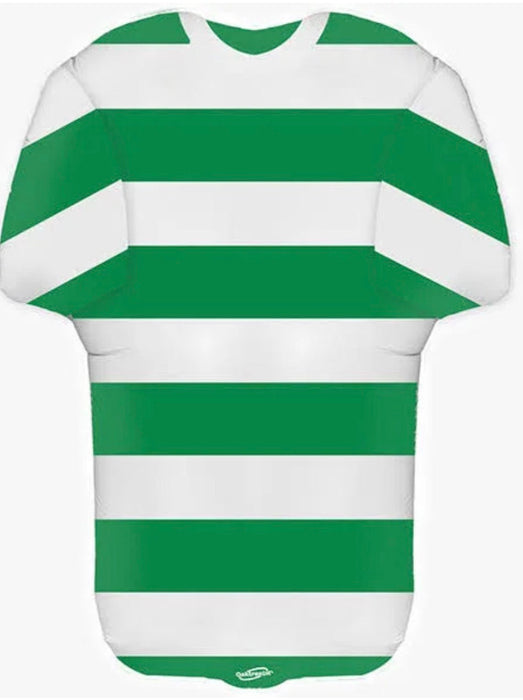 24" Foil Football Shirt Balloon - White/Green Striped The Ultimate Balloon And Party Shop Cheltenham & Gloucester Balloons & Fancy Dress 