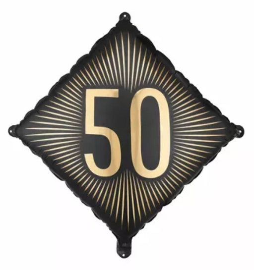 18" Foil Age 50 Diamond Balloon - Black & Gold The Ultimate Balloon And Party Shop Cheltenham & Gloucester Balloons & Fancy Dress 