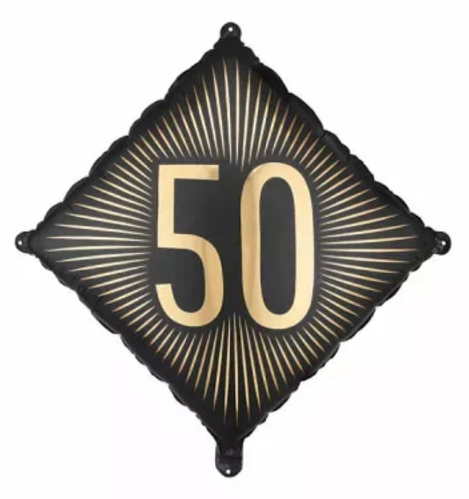 18" Foil Age 50 Diamond Balloon - Black & Gold The Ultimate Balloon And Party Shop Cheltenham & Gloucester Balloons & Fancy Dress 
