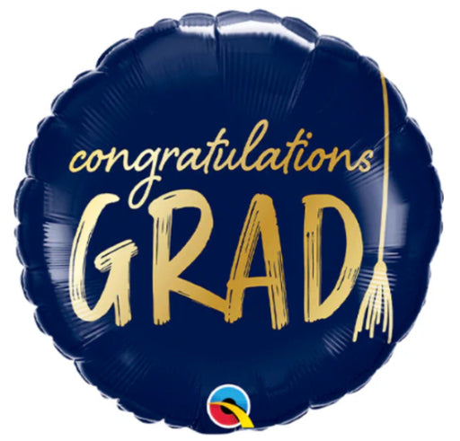 18" Foil Congrats Grad Balloon - Navy/Gold The Ultimate Balloon And Party Shop Cheltenham & Gloucester Balloons & Fancy Dress 
