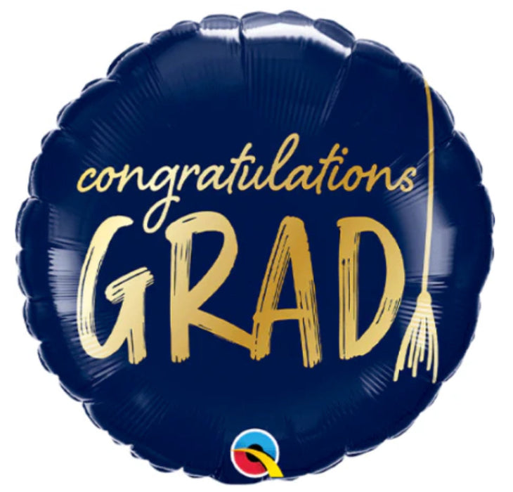 18" Foil Congrats Grad Balloon - Navy/Gold The Ultimate Balloon And Party Shop Cheltenham & Gloucester Balloons & Fancy Dress 