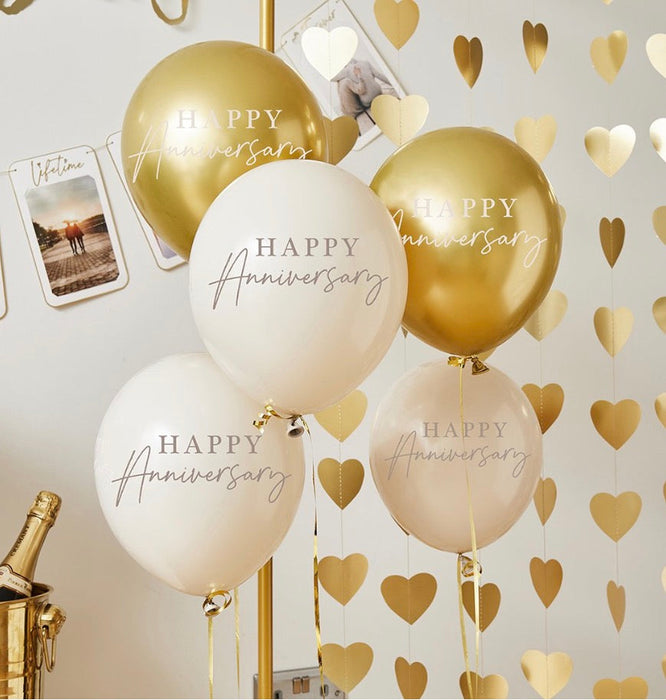 12” Happy Anniversary Latex Balloons (5pk) The Ultimate Balloon And Party Shop Cheltenham & Gloucester Balloons & Fancy Dress 