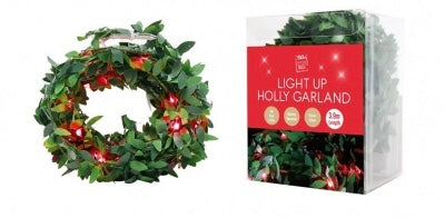 Christmas Garland Lights - Holly