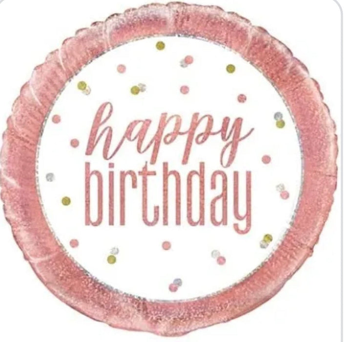 18" Foil Happy Birthday - Rose Gold Glitz The Ultimate Balloon And Party Shop Cheltenham & Gloucester Balloons & Fancy Dress 