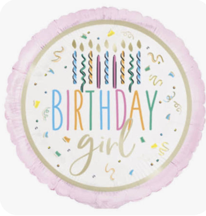 18" Foil Happy Birthday Girl - Pink Candles The Ultimate Balloon And Party Shop Cheltenham & Gloucester Balloons & Fancy Dress 