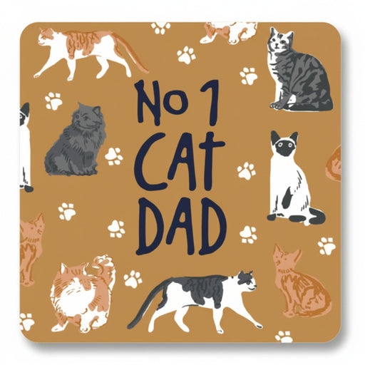 Gift Drinks Coaster - No 1 Cat Dad The Ultimate Balloon And Party Shop Cheltenham & Gloucester Balloons & Fancy Dress 
