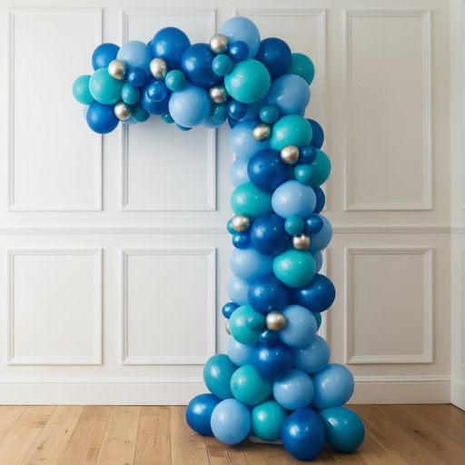 Half Organic Balloon Arch -Blue Tones The Ultimate Balloon And Party Shop Cheltenham & Gloucester Balloons & Fancy Dress 