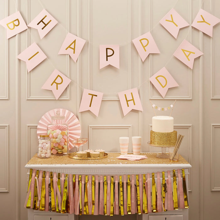 Happy Birthday Letter Bunting - Pastel Pink The Ultimate Balloon And Party Shop Cheltenham & Gloucester Balloons & Fancy Dress 