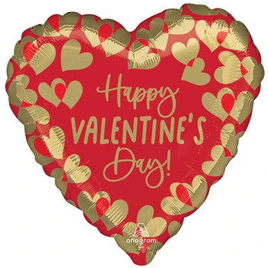 Happy Valentines Day Foil Balloon - Red/Gld Heart The Ultimate Balloon And Party Shop Cheltenham & Gloucester Balloons & Fancy Dress 
