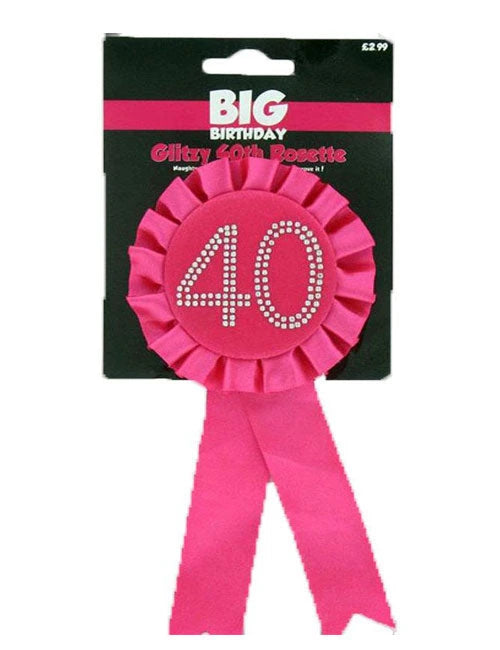 Hot Pink Rosette - Age 40 The Ultimate Balloon And Party Shop Cheltenham & Gloucester Balloons & Fancy Dress 