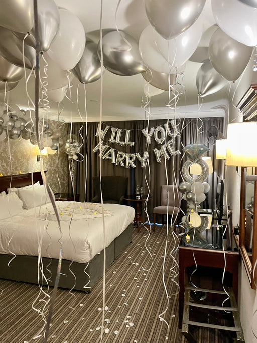 Hotel Room Proposal Set-Up - Glitz Will You Marry Me? The Ultimate Balloon And Party Shop Cheltenham & Gloucester Balloons & Fancy Dress 