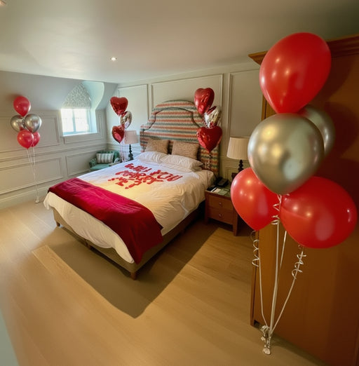 Hotel Room Proposal Set-Up - Will You Marry Me? The Ultimate Balloon And Party Shop Cheltenham & Gloucester Balloons & Fancy Dress 