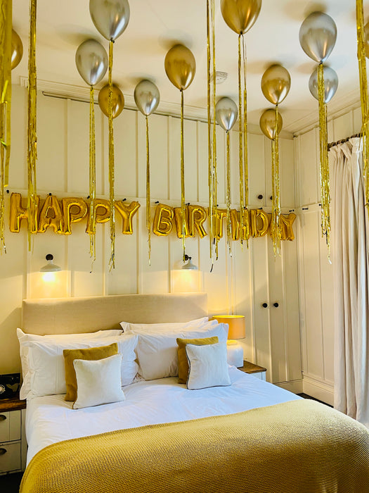 Hotel Room Balloon Celebration Set-Up - Happy Birthday.  The Ultimate Balloon & Party Shop