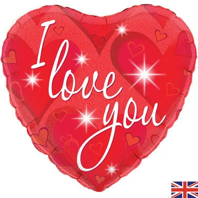 I Love You Heart Shaped Foil Balloon - Sparkle The Ultimate Balloon And Party Shop Cheltenham & Gloucester Balloons & Fancy Dress 