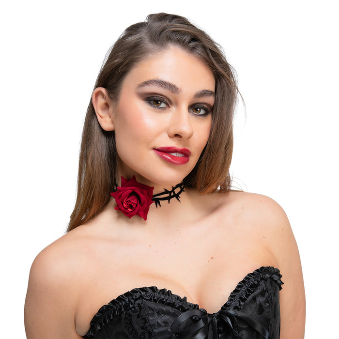 Red Rose & Thorn Neck Choker