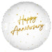 18" Foil Happy Anniversary Balloon - White/Gold The Ultimate Balloon And Party Shop Cheltenham & Gloucester Balloons & Fancy Dress 