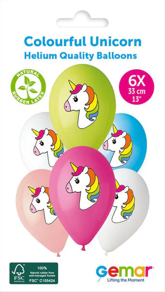 Unicorn Asst Latex Balloons (6pk) The Ultimate Balloon And Party Shop Cheltenham & Gloucester Balloons & Fancy Dress 