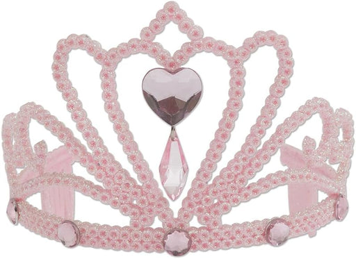 Pink Tiara White Glitter + Heart Stone