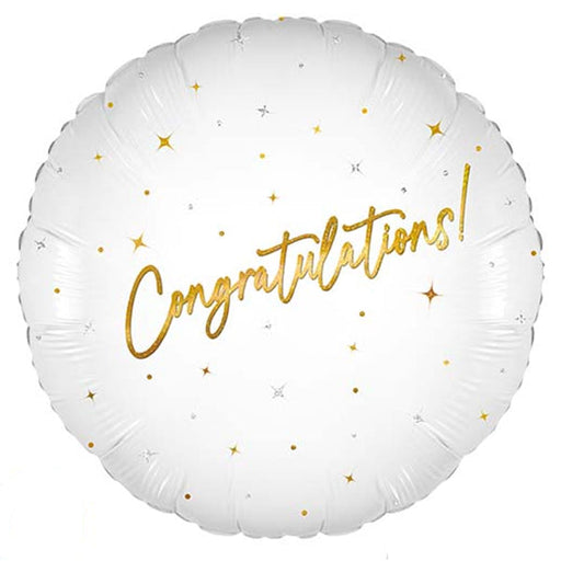 18" Foil Congrats White/Gold Balloon The Ultimate Balloon And Party Shop Cheltenham & Gloucester Balloons & Fancy Dress 