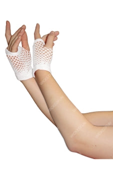 Short Fishnet Gloves - White