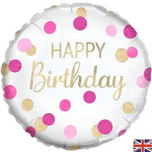 18" Foil Happy Birthday - Pink Confetti Print The Ultimate Balloon And Party Shop Cheltenham & Gloucester Balloons & Fancy Dress 