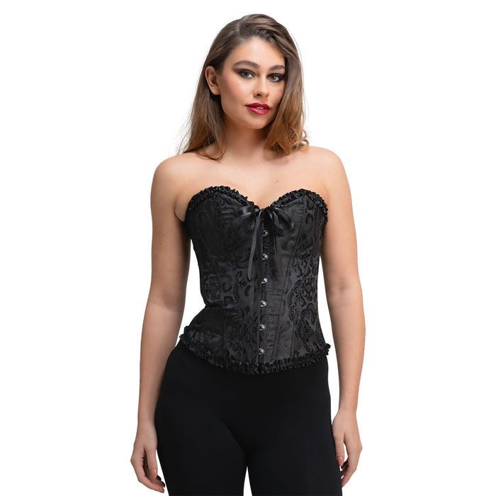 Dlx Satin/Lace Corset - Black The Ultimate Balloon And Party Shop Cheltenham & Gloucester Balloons & Fancy Dress 