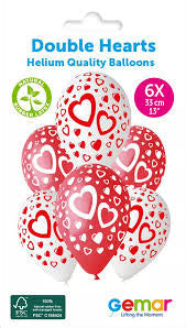 Red /White Heart Printed Latex Balloons (6pk) The Ultimate Balloon And Party Shop Cheltenham & Gloucester Balloons & Fancy Dress 
