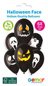 Halloween Asst Faces Latex Balloons (6pk) The Ultimate Balloon And Party Shop Cheltenham & Gloucester Balloons & Fancy Dress 