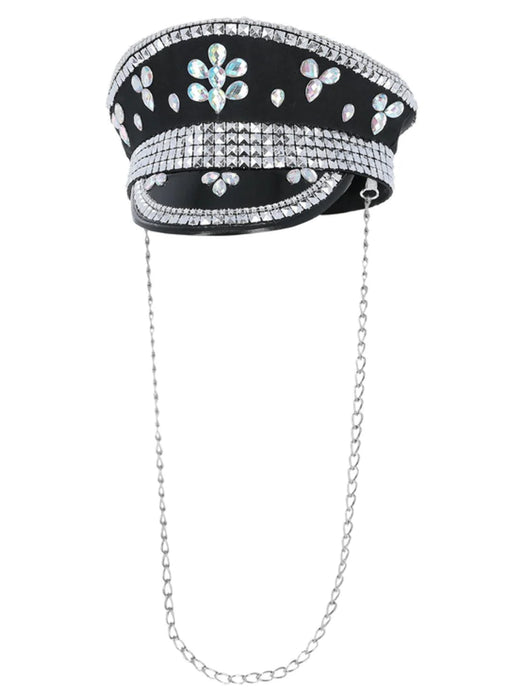 Fever Studded Captains Cap - Black