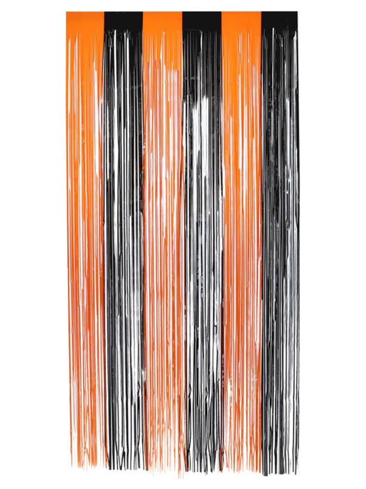 Tinsel Curtain - Black & Orange