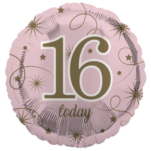 18" Foil Age 16 Today Balloon - Pink & Gold