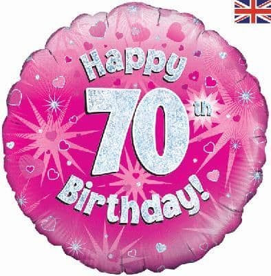 18" Foil Age 70 Birthday Balloon - Pink & Silver