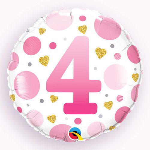 18" Foil Age 4 Balloon - Pink