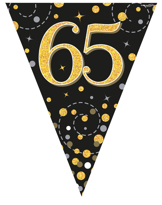 Age 65 Birthday Bunting - Black/Gold