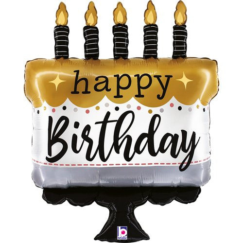 28" Foil Happy Birthday Large Balloon - Metallic Cake