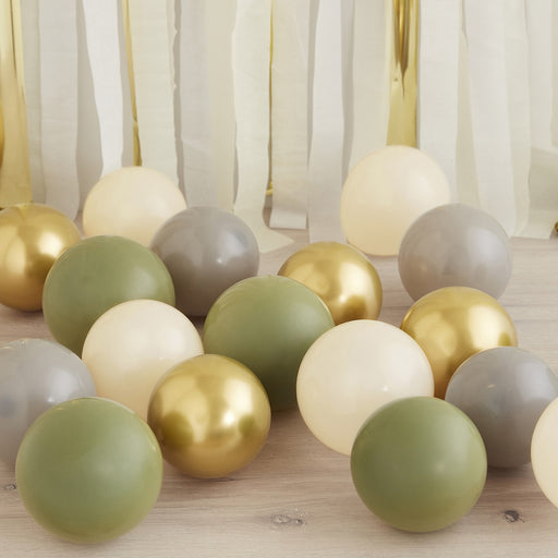 Asst 5” Latex Balloons - Chromes, Green & Grey