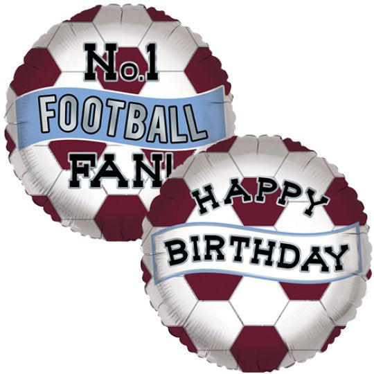 18" Foil No.1 Football Fan Balloon - Maroon/White