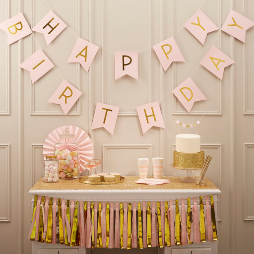 Happy Birthday Letter Bunting - Pastel Pink