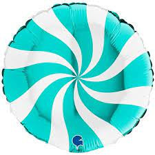 18" Foil Christmas Candy Balloon - Tiffany Blue