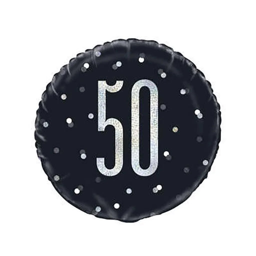 18" Foil Age 50 Balloon - Black Dots