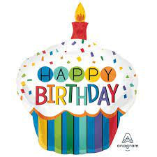 36” Happy Birthday Balloon - Cupcake