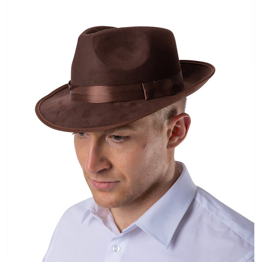 Brown Suede Fedora Hat