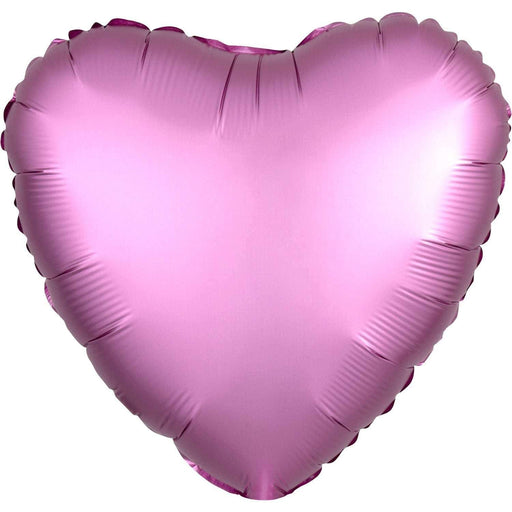 Satin Heart Shaped Foil Balloon - Flamingo Pink