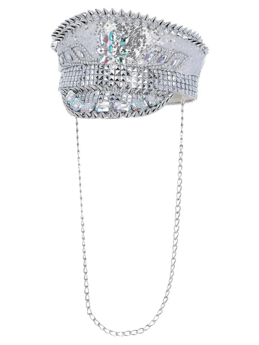 Sequin Studded Captains Cap