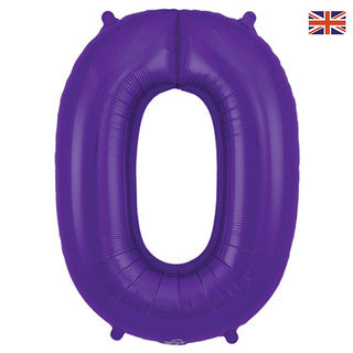 Large Number Purple 34” Foil Balloon - 0
