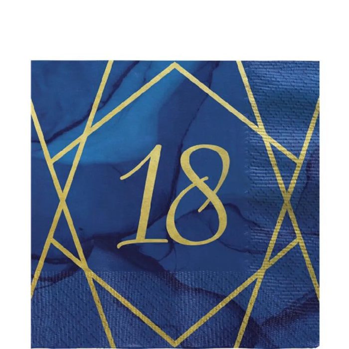 Age 18 Napkins - Navy & Gold